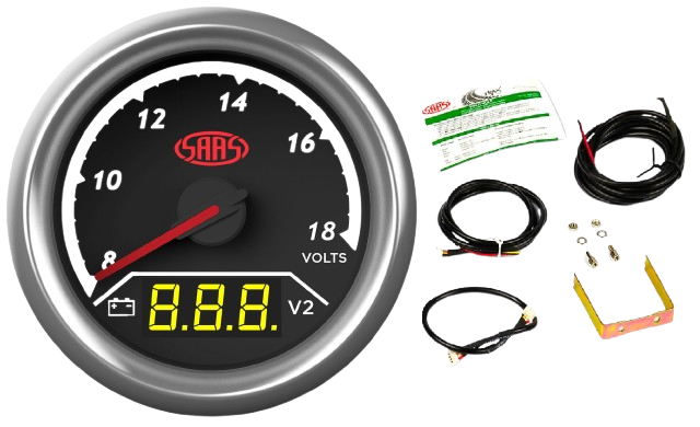 SAAS 2 IN 1 ANALOGUE VOLT 8V-18V AND DIGITAL VOLT 8V-18V 52MM GAUGE