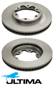 ULTIMA FRONT VENTED DISC BRAKE ROTOR SET TO SUIT NISSAN NAVARA D22 VG30E VG33E 3.0L 3.3L V6 4WD ONLY