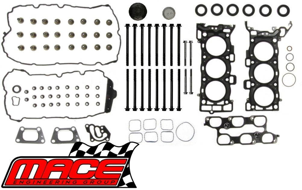 MACE VALVE REGRIND GASKET SET AND HEAD BOLTS COMBO PACK FOR HOLDEN CAPTIVA CG SIDI LF1 LFW 3.0L V6