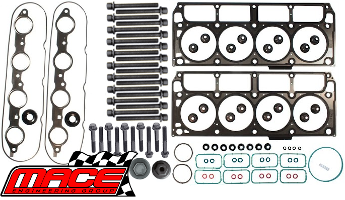 MACE MLS VALVE REGRIND GASKET SET & HEAD BOLTS COMBO PACK FOR HOLDEN CREWMAN VZ L76 L98 6.0L V8