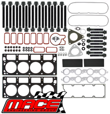 MACE VALVE REGRIND GASKET SET AND HEAD BOLTS COMBO PACK TO SUIT HOLDEN LS1 5.7L V8 FROM 10/2003