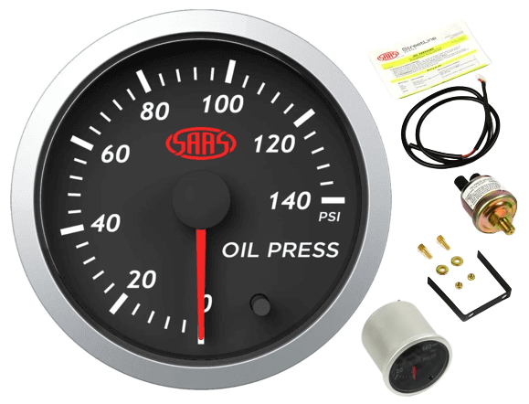 SAAS BLACK STREET SERIES OIL PRESSURE 0-140PSI 52MM GAUGE