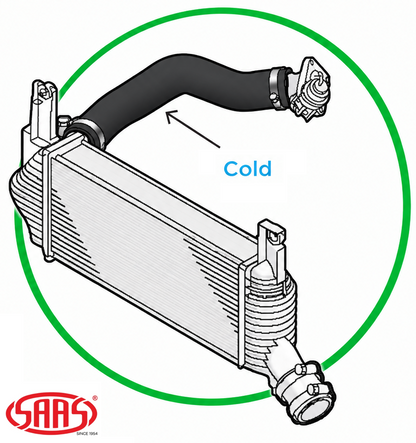SAAS COLD SIDE INTERCOOLER HOSE TO SUIT NISSAN NAVARA D40 YD25DDTI TURBO DIESEL 2.5 I4 SUITS 106KW & 140KW