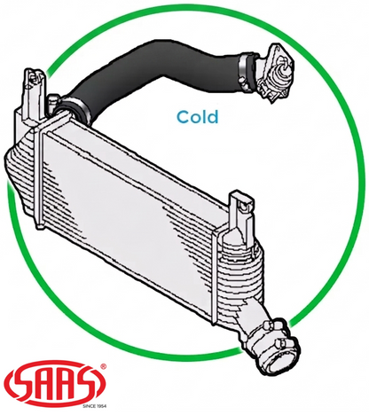 SAAS COLD SIDE INTERCOOLER HOSE TO SUIT NISSAN NAVARA D40 YD25DDTI TURBO DIESEL 2.5L I4 SUITS 106KW & 140KW