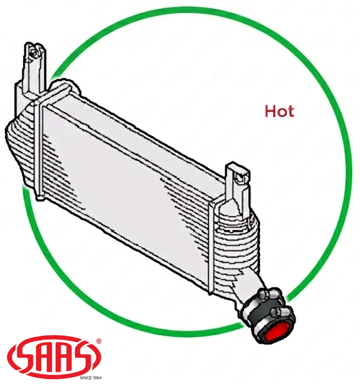 SAAS HOT SIDE INTERCOOLER HOSE TO SUIT NISSAN NAVARA D40 YD25DDTI TURBO DIESEL 2.5L I4 SUITS 106KW & 140KW