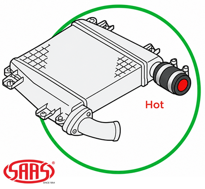 SAAS HOT SIDE INTERCOOLER HOSE TO SUIT NISSAN PATROL GU Y61 ZD30DDTI TURBO DIESEL 3.0L I4 FROM MID PIPE TO INTERCOOLER