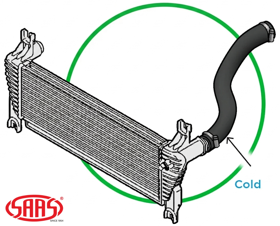 SAAS COLD SIDE INTERCOOLER HOSE TO SUIT FORD RANGER PX P4AT TURBO DIESEL 2.2L I4