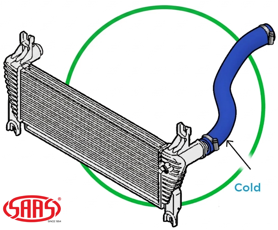SAAS COLD SIDE INTERCOOLER HOSE TO SUIT FORD RANGER PX P4AT TURBO DIESEL 2.2L I4