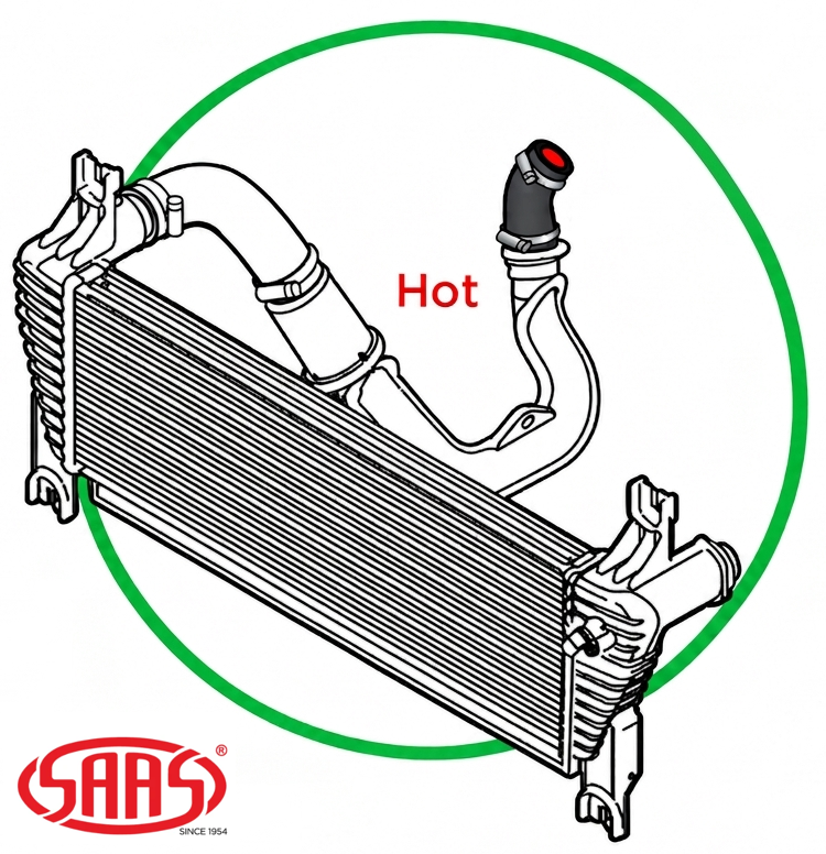SAAS REAR HOT SIDE INTERCOOLER HOSE TO SUIT FORD RANGER PX P4AT TURBO DIESEL 2.2L I4