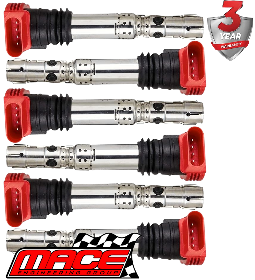 SET OF 6 MACE STANDARD REPLACEMENT IGNITION COILS TO SUIT AUDI A4 B6 B7 ASN BBJ 3.0L V6