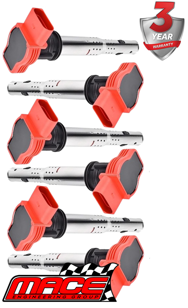 SET OF 6 MACE STANDARD REPLACEMENT IGNITION COILS TO SUIT AUDI S5 8T 8F CAKA CGWC S/C 3.0L V6