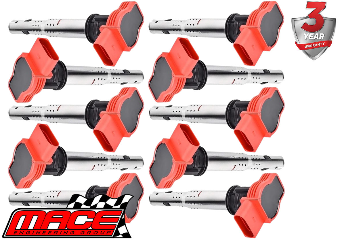 SET OF 10 MACE STANDARD REPLACEMENT IGNITION COILS TO SUIT AUDI RS6 C6 BUH TWIN TURBO 5.0L V10