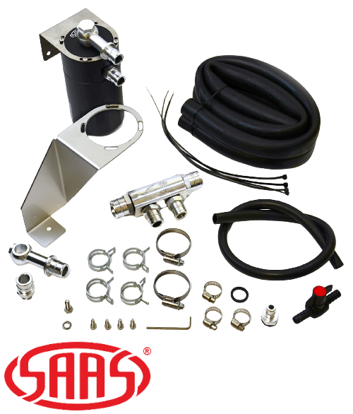 SAAS BAFFLED OIL CATCH CAN KIT TO SUIT NISSAN NAVARA D23 YS23DDT YS23DDTT TWIN TURBO DIESEL 2.3L I4