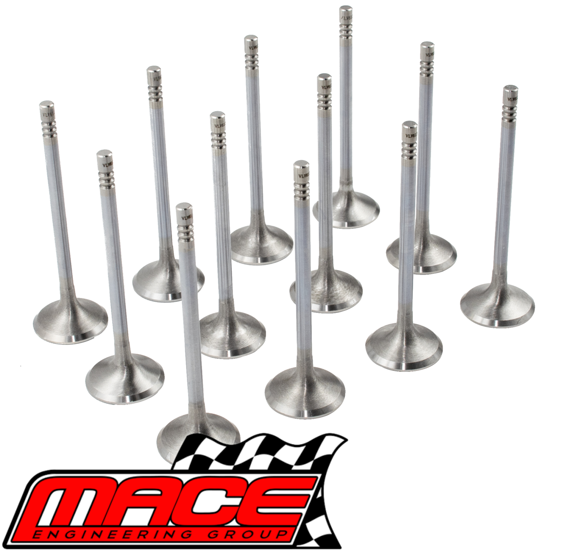 12 X MACE STAINLESS STEEL EXHAUST VALVE FOR FORD FALCON BA BF FG FG X BARRA E-GAS ECOLPI 325T 4.0 I6