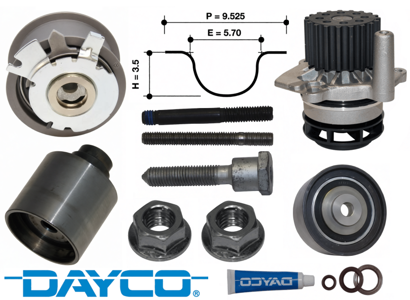 DAYCO TIMING BELT KIT TO SUIT AUDI A3 8P BKD BMN TURBO DIESEL 2.0L I4 FROM 02/2007