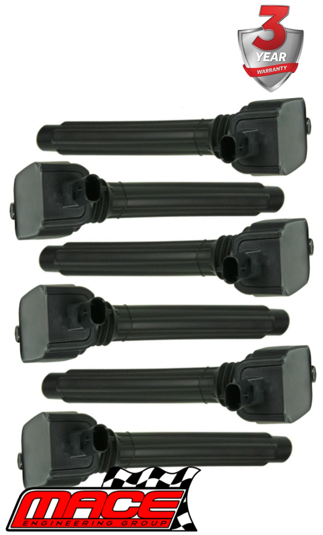 SET OF 6 MACE STANDARD REPLACEMENT IGNITION COILS TO SUIT JEEP ERB EHB 3.2L 3.6L V6