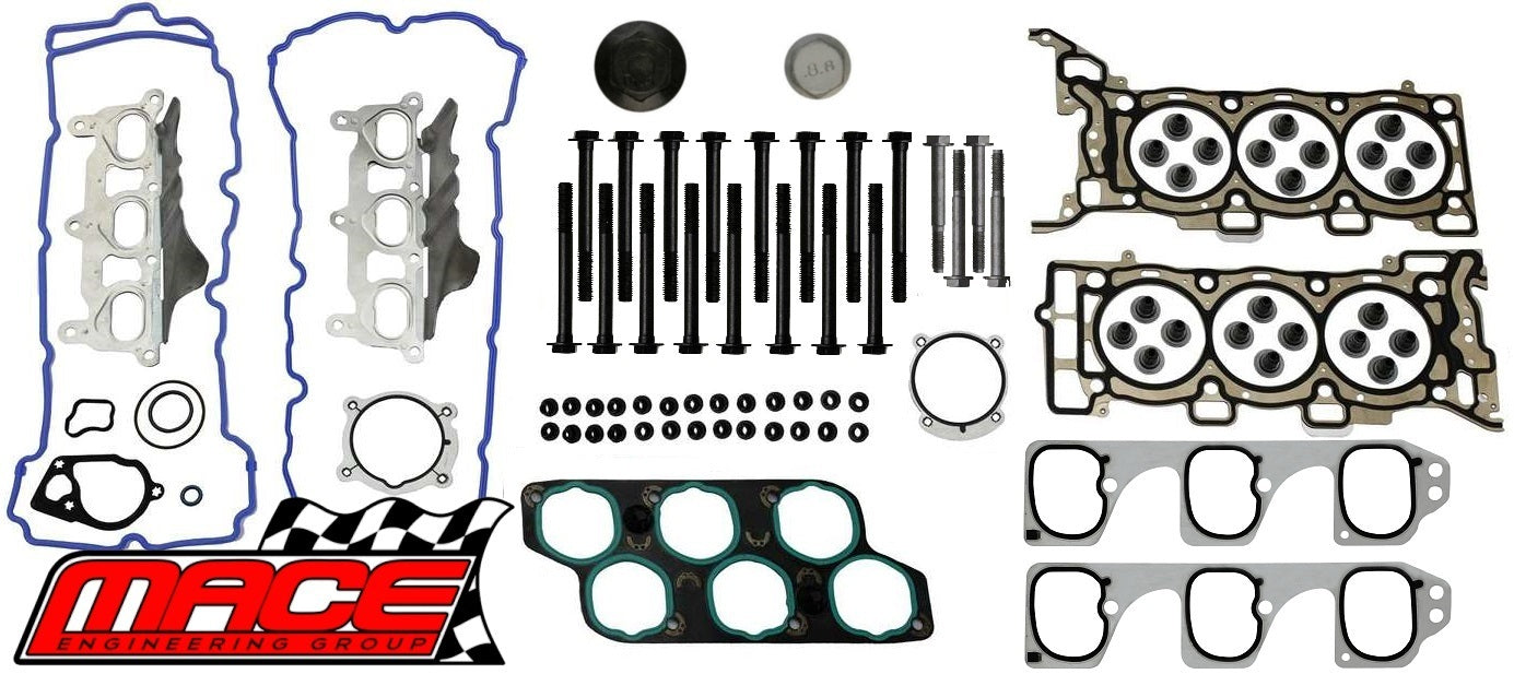 MACE VALVE REGRIND GASKET SET AND HEAD BOLTS COMBO PACK FOR HOLDEN CALAIS VZ VE ALLOYTEC LY7 3.6L V6