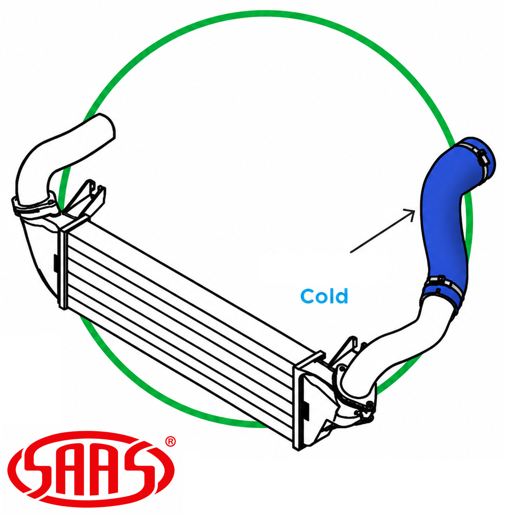 SAAS COLD SIDE INTERCOOLER HOSE TO SUIT MITSUBISHI TRITON MQ MR 4G64 4N15 TURBO DIESEL 2.4L I4
