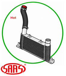 SAAS HOT SIDE INTERCOOLER HOSE TO SUIT MITSUBISHI PAJERO NM NP 4M41T TURBO DIESEL 3.2L I4 JOINER TO INTERCOOLER