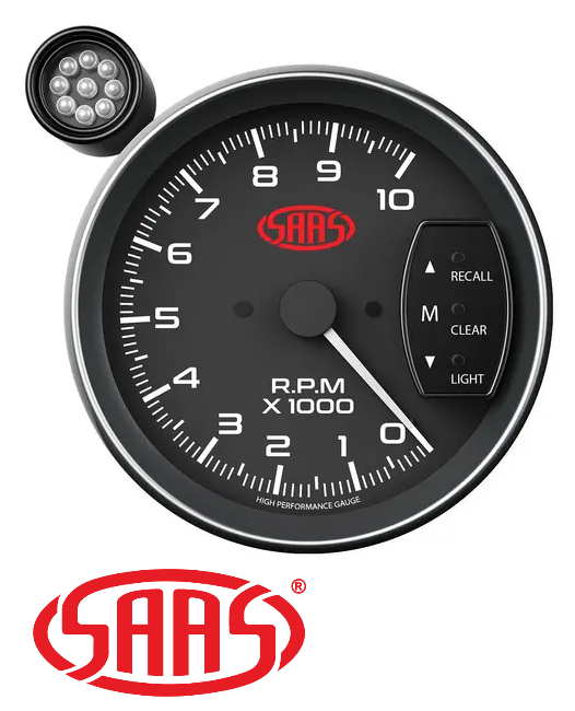 SAAS MUSCLE SERIES DIGITAL TACHOMETER 127MM GAUGE WITH SHIFTLITE