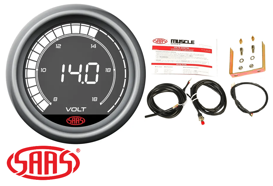 SAAS MUSCLE SERIES DIGITAL VOLT 8V-18V 52MM GAUGE