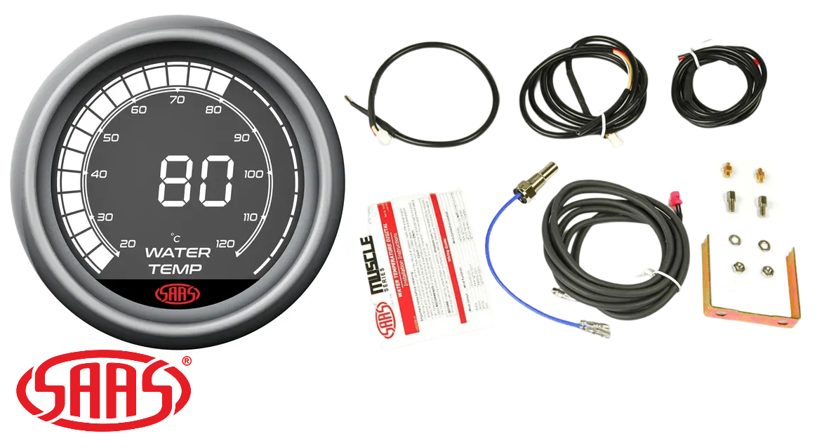 SAAS MUSCLE SERIES DIGITAL WATER TEMPERATURE 20-120 DEGREE 52MM GAUGE