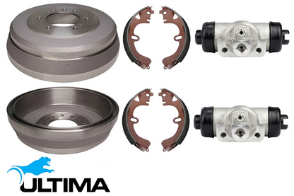 ULTIMA DRUM BRAKE KIT TO SUIT NISSAN NAVARA D22 VG30E 3.0L V6 SUITS RWD FROM 01/2001