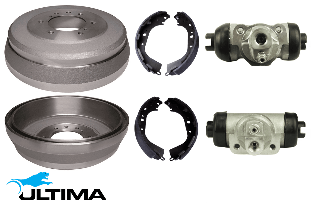 ULTIMA DRUM BRAKE KIT TO SUIT NISSAN NAVARA D22 VG30E 3.0L V6 SUITS RWD FROM 01/2001