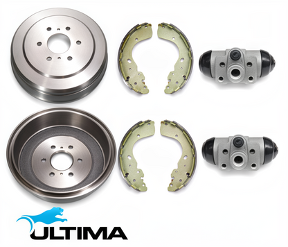 ULTIMA REAR DRUM BRAKE KIT TO SUIT NISSAN NAVARA NP300 D23 QR25DE YS23DDT YD25DDTI YS23DDTT TWIN TURBO DIESEL 2.3L 2.5L I4