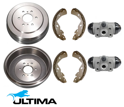 ULTIMA REAR DRUM BRAKE KIT TO SUIT NISSAN NAVARA NP300 D23 QR25DE YS23DDT YD25DDTI YS23DDTT TWIN TURBO DIESEL 2.3L 2.5 I4