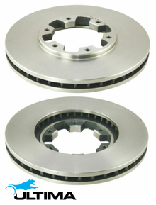 ULTIMA FRONT VENTED DISC BRAKE ROTOR SET TO SUIT NISSAN PATHFINDER R50 QD32 TD27T 2.7L 3.2L I4